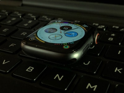 On the keyboard Apple Watch
